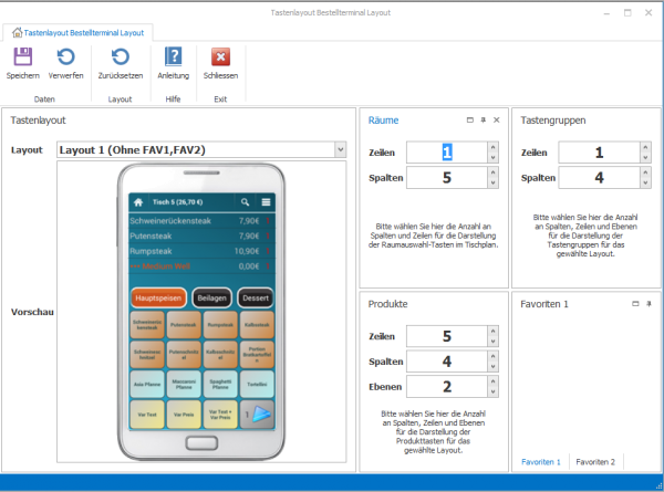 MagicPos Kellner Bestellterminal, einfaches Tastenlayout Kassensoftware GastroSoft