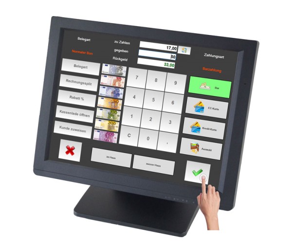 Touchmonitor 15 MagicPOS MP-B15, Resistiver Touch USB, DVI/analog, Farbe schwarz