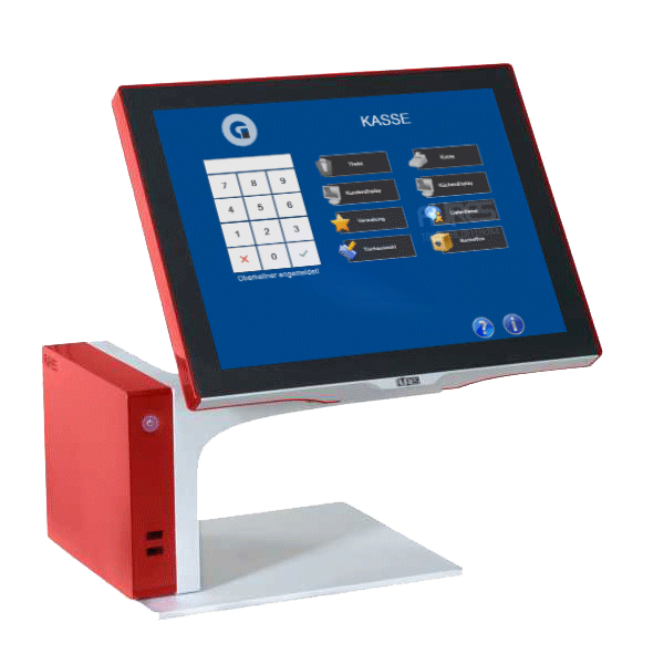 Gastronomie Aures MagicPOS Set 15 Zoll Touch elegante Premium Kasse in rot