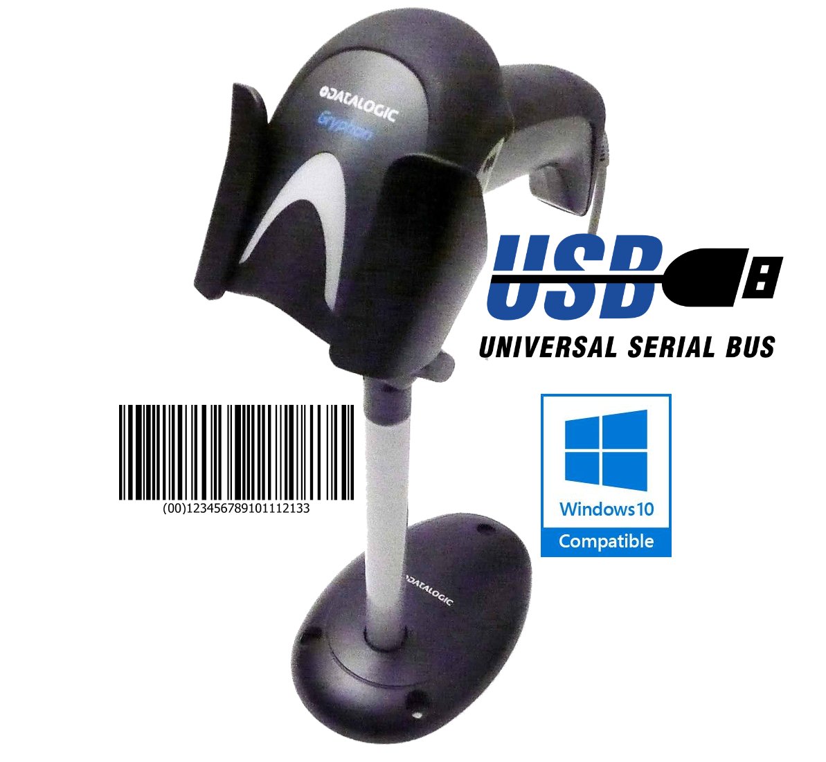Standfuß automatischer Scan Handscanner 1D Datalogic Gryphon GD4130 USB 