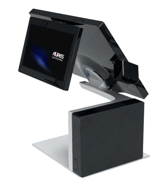 Gastronomie Aures MagicPOS Set 15 Zoll Touch elegante Premium Kasse in schwarz 10" Kundendisplay