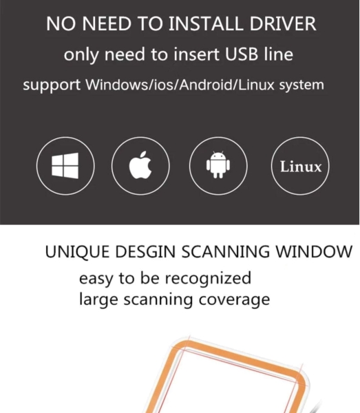 1D/2D QR Code Barcodescanner Sunmi Blink mit Hintergrundbeleuchtung, USB, C10010039