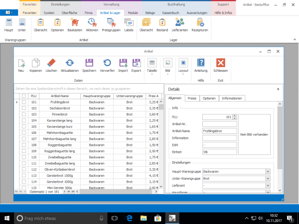 übersichtliches Backoffice in der Kassensoftware GastroSoft