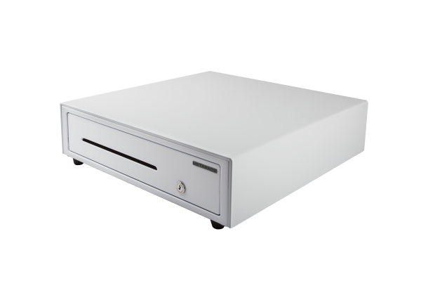 Kassenlade Metapace K-1, weiß, frontöffnend, 6 Scheinfächer, 8 Münzfächer