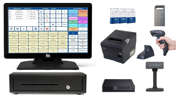Handel Kassensystem UltraSlimSetplus + 15 Zoll Touch + Kassensoftware PosSoft + TSE
