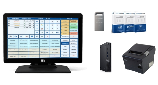 Gastro Kassensystem 15 Zoll Touch UltraSlimSet + Kassensoftware GastroSoft + TSE