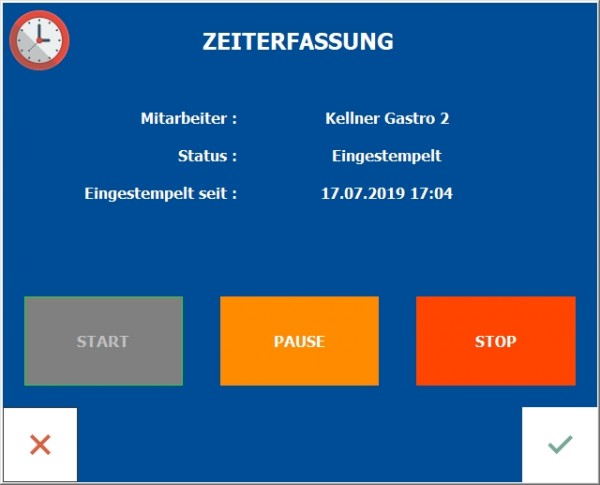 Zeiterfassung Modul Kassensoftware GastroSoft Gastronomie Einstempeln