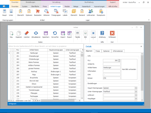 Backoffice in der Einzelhandel Kassensoftware Bild 2 Gastrosoft Possoft TSE