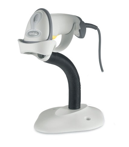 1D Zebra Symbol LS2208 Barcode Handscanner, Multi-IF, Kit (USB), hellgrau, Standfuß