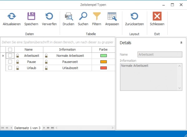 Zeiterfassung Modul Kassensoftware GastroSoft Gastronomie Farbzuweisung